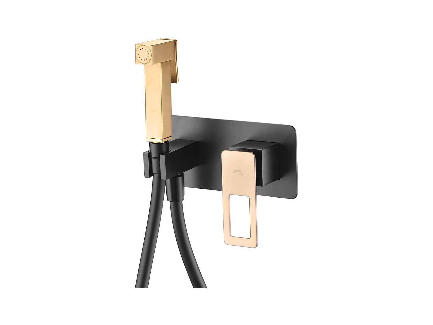 Kit Douchette hygiénique À ENCASTRER,  WC ou Bidet Salle de Bain Noir et Or SUECIA BDC032-5/NGOLD