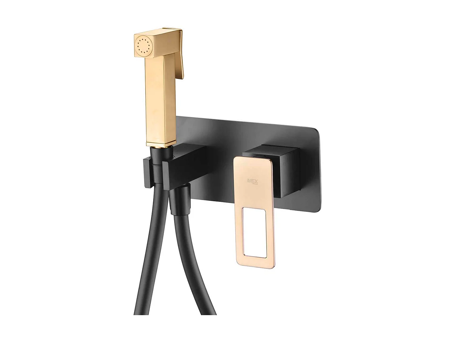 Kit Douchette hygiénique À ENCASTRER,  WC ou Bidet Salle de Bain Noir et Or SUECIA BDC032-5/NGOLD