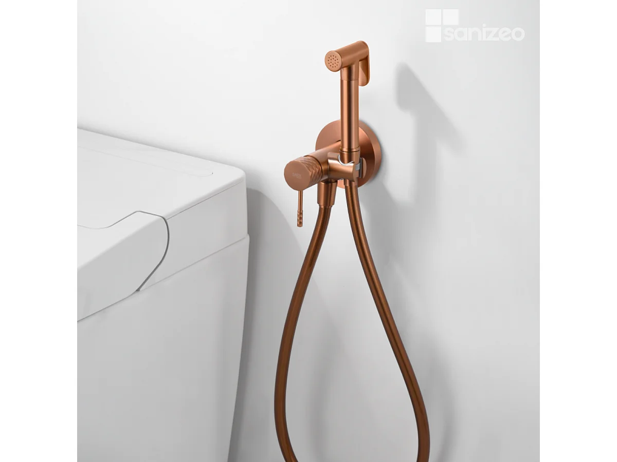 Kit Hygiène Douchette de WC / Bidet Encastré Or Rose Cuivré IMEX GENOVA RDG053/ORC