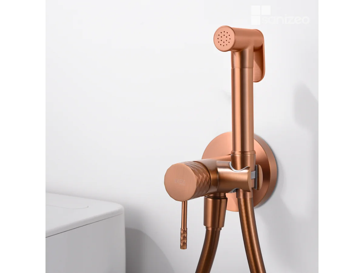 Kit Hygiène Douchette de WC / Bidet Encastré Or Rose Cuivré IMEX GENOVA RDG053/ORC
