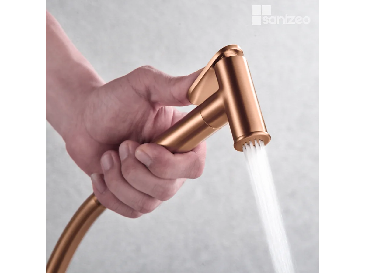 Kit Hygiène Douchette de WC / Bidet Encastré Or Rose Cuivré IMEX GENOVA RDG053/ORC