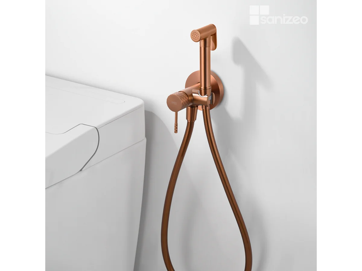 Kit Hygiène Douchette de WC / Bidet Encastré Or Rose Cuivré IMEX GENOVA RDG053/ORC