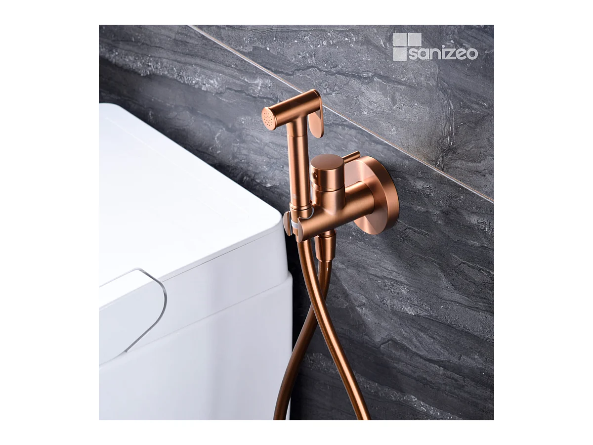 Kit Douchette hygiénique À ENCASTRER,  WC ou Bidet Salle de Bain Or Rose Cuivré MUNICH RDM001/ORC