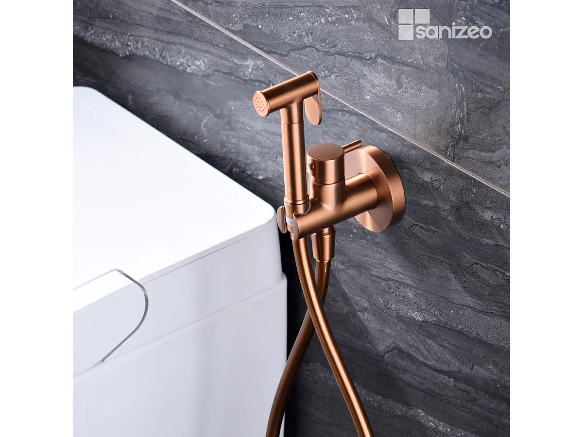 Kit Douchette hygiénique À ENCASTRER,  WC ou Bidet Salle de Bain Or Rose Cuivré MUNICH RDM001/ORC