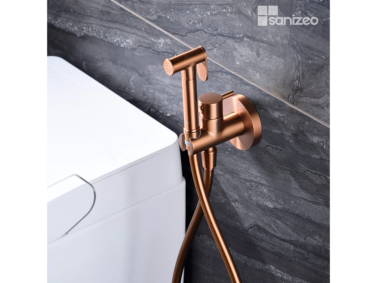 Kit Douchette hygiénique À ENCASTRER,  WC ou Bidet Salle de Bain Or Rose Cuivré MUNICH RDM001/ORC