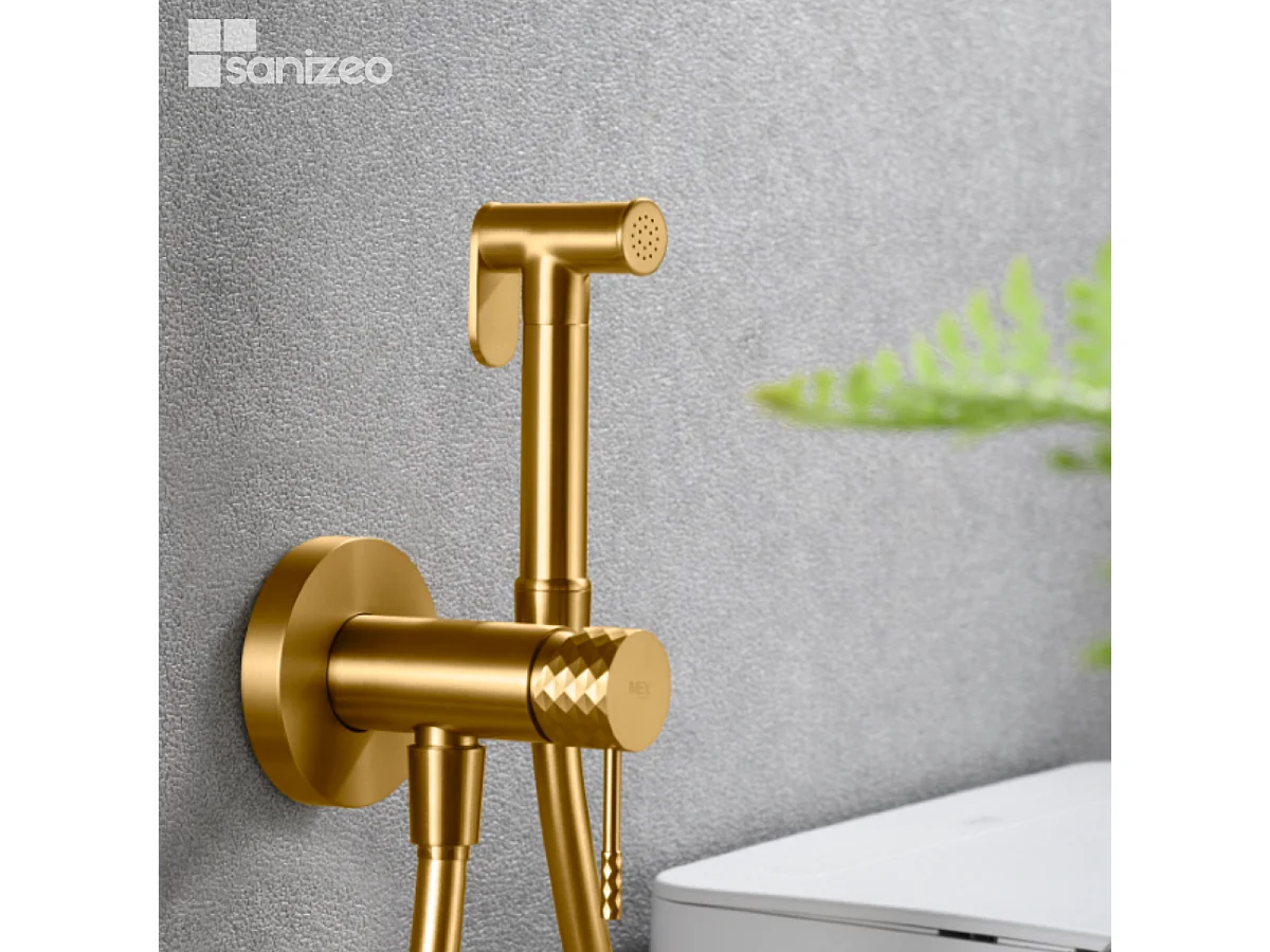 Kit Hygiène Douchette de WC / Bidet Encastré Or Brossé IMEX GENOVA RDG053/OC