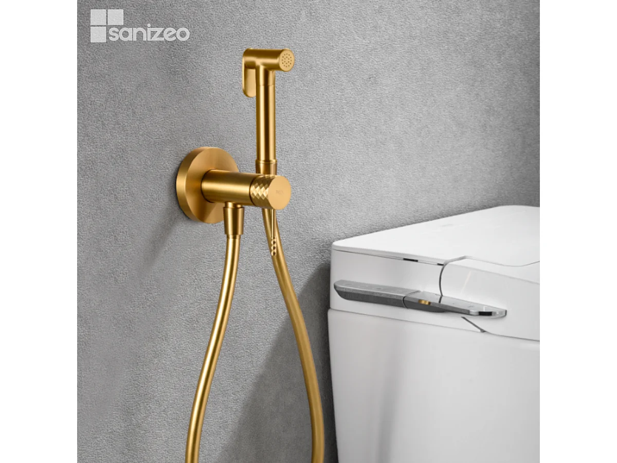 Kit Hygiène Douchette de WC / Bidet Encastré Or Brossé IMEX GENOVA RDG053/OC