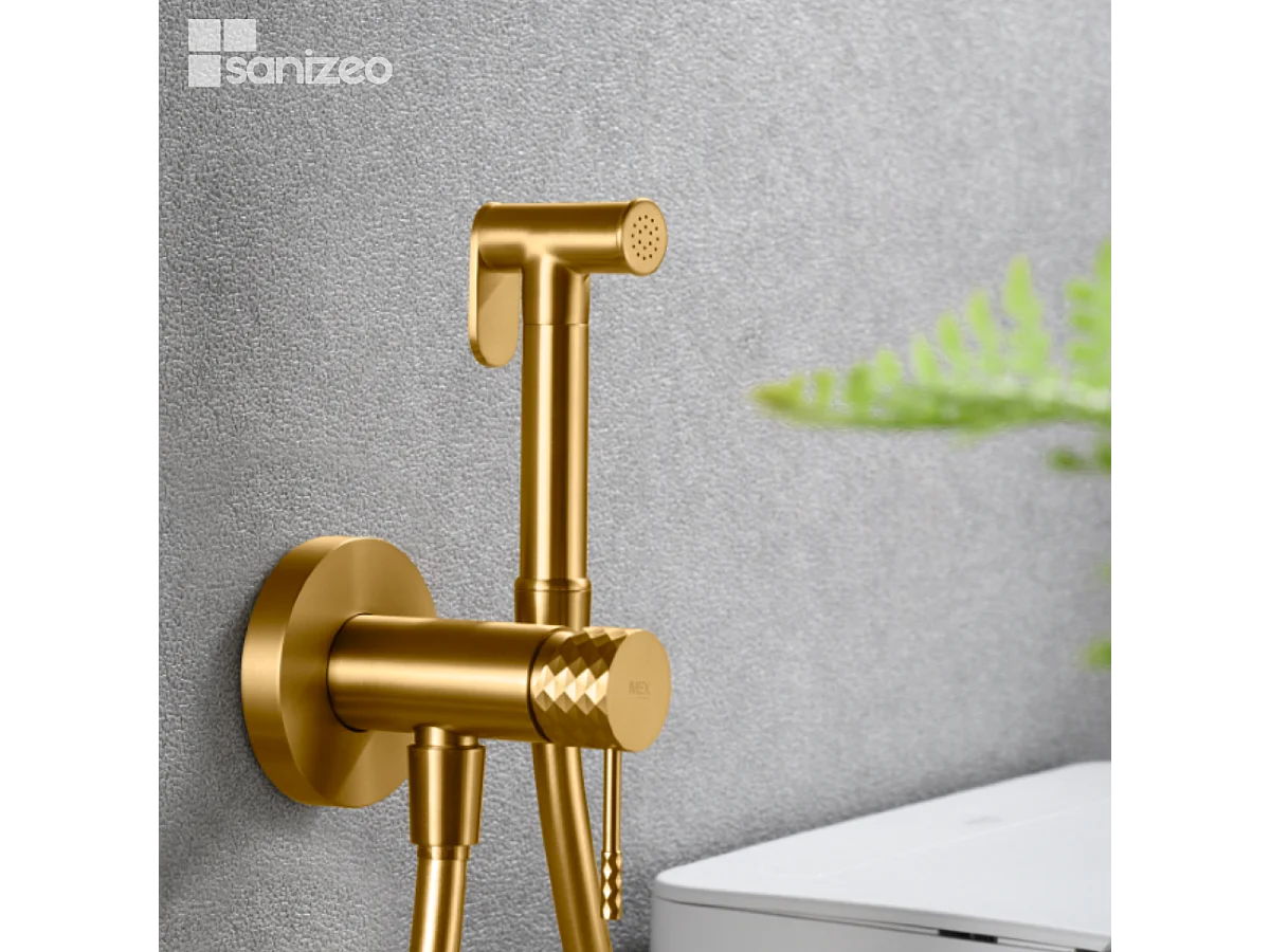 Kit Hygiène Douchette de WC / Bidet Encastré Or Brossé IMEX GENOVA RDG053/OC