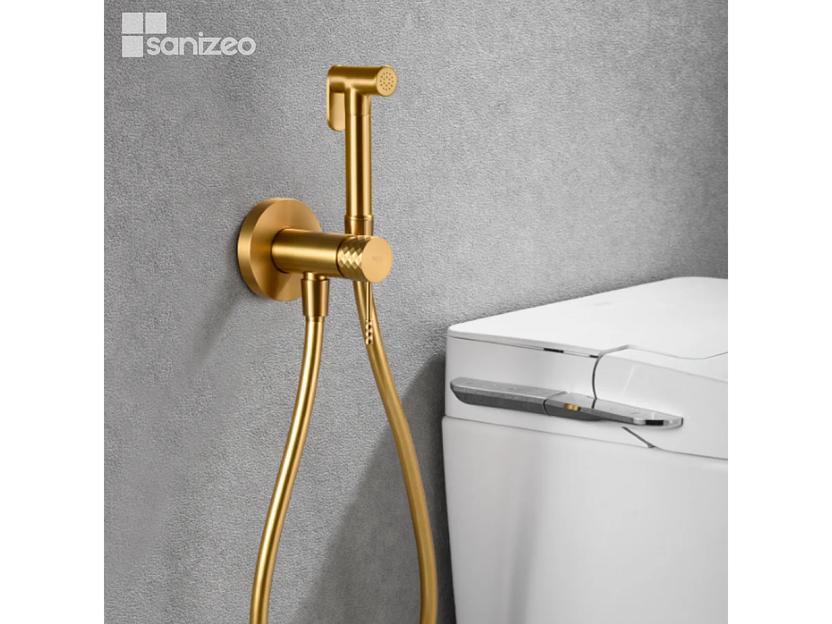 Kit Hygiène Douchette de WC / Bidet Encastré Or Brossé IMEX GENOVA RDG053/OC