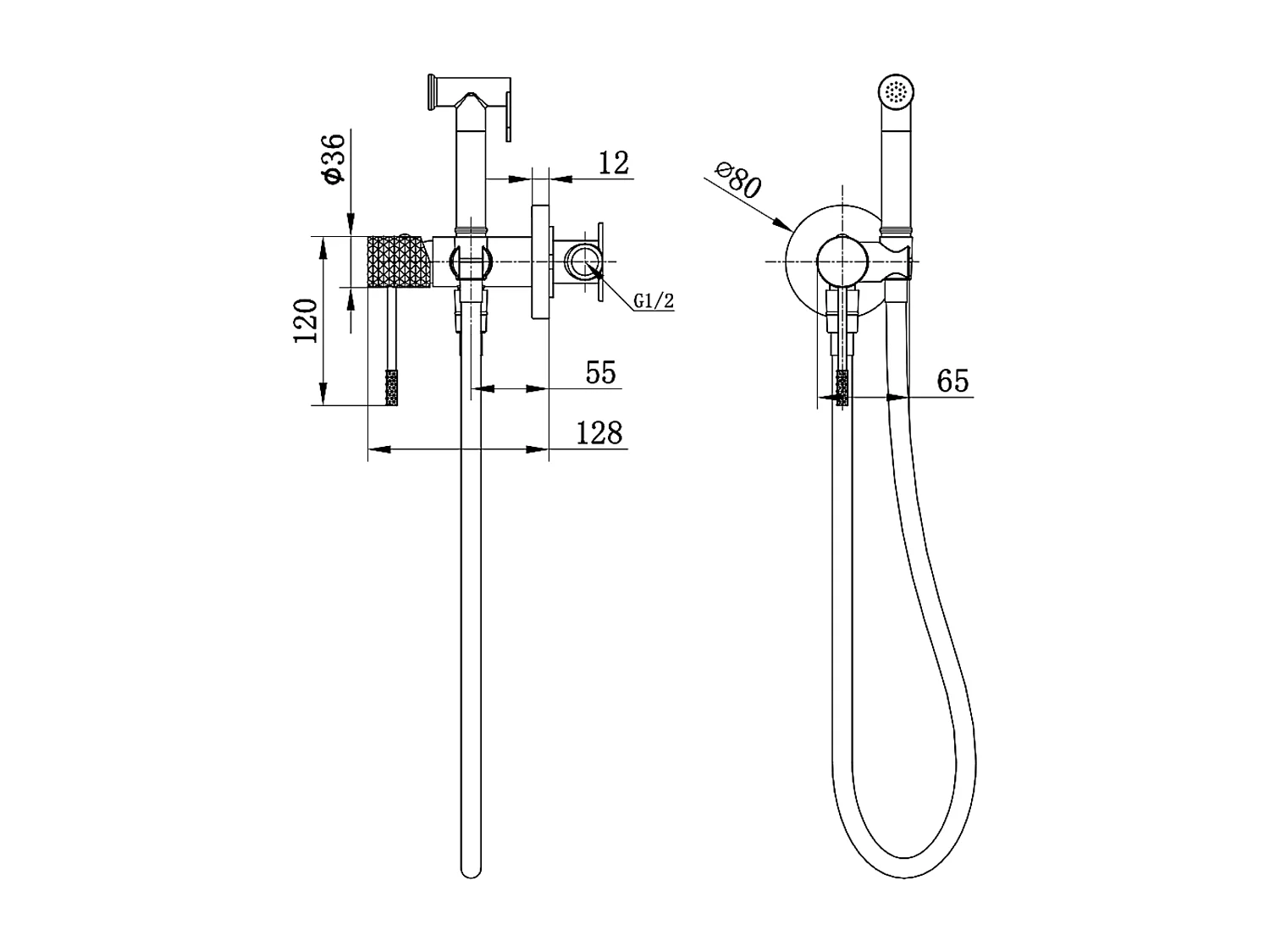 Kit Hygiène Douchette de WC / Bidet Encastré Chrome IMEX GENOVA RDG053