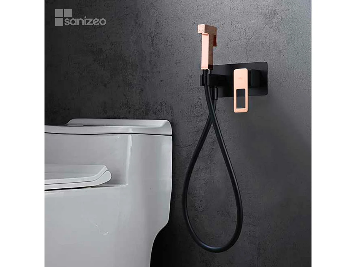 Kit Douchette hygiénique À ENCASTRER,  WC ou Bidet Salle de Bain Noir et Or Rose Cuivré SUECIA BDC032-5/NOR