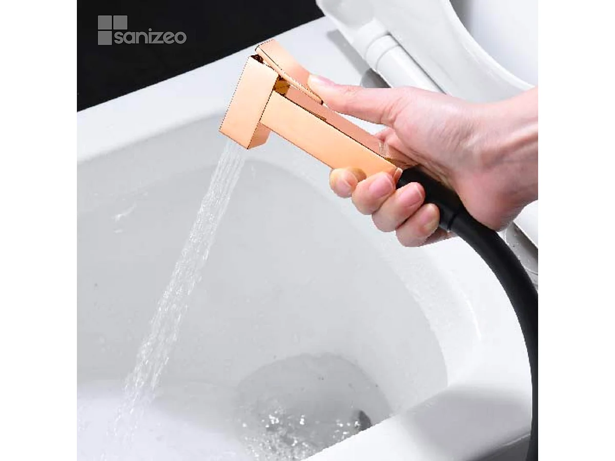 Kit Douchette hygiénique À ENCASTRER,  WC ou Bidet Salle de Bain Noir et Or Rose Cuivré SUECIA BDC032-5/NOR