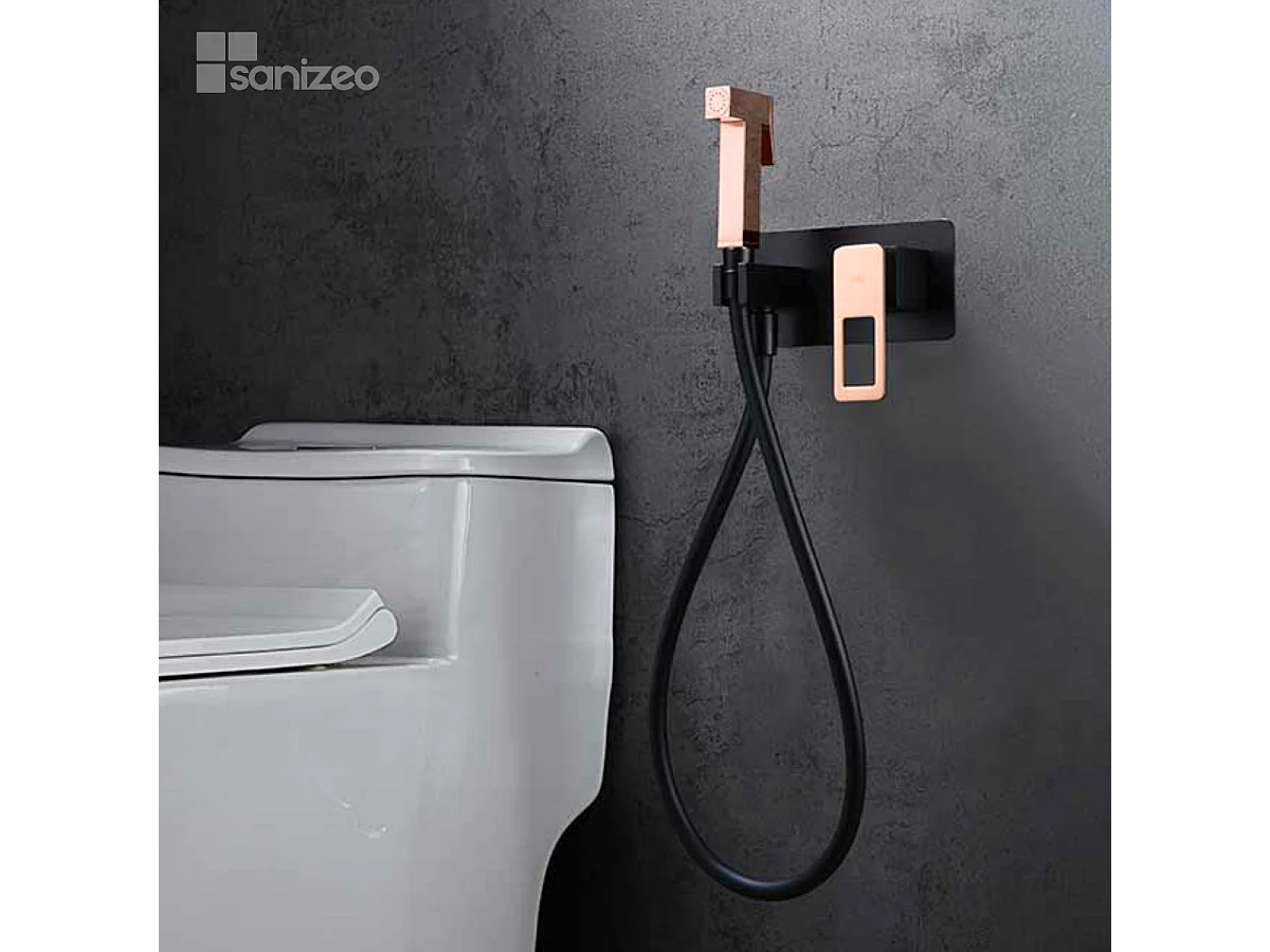 Kit Douchette hygiénique À ENCASTRER,  WC ou Bidet Salle de Bain Noir et Or Rose Cuivré SUECIA BDC032-5/NOR