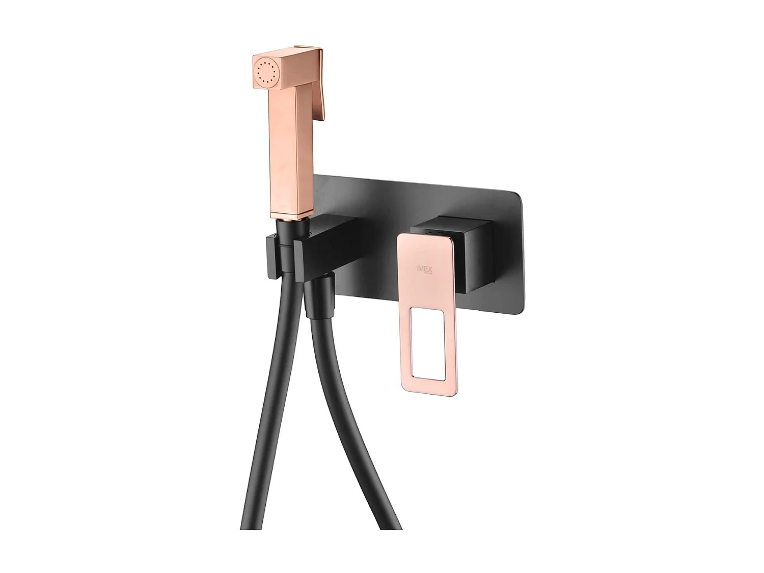 Kit Douchette hygiénique À ENCASTRER,  WC ou Bidet Salle de Bain Noir et Or Rose Cuivré SUECIA BDC032-5/NOR