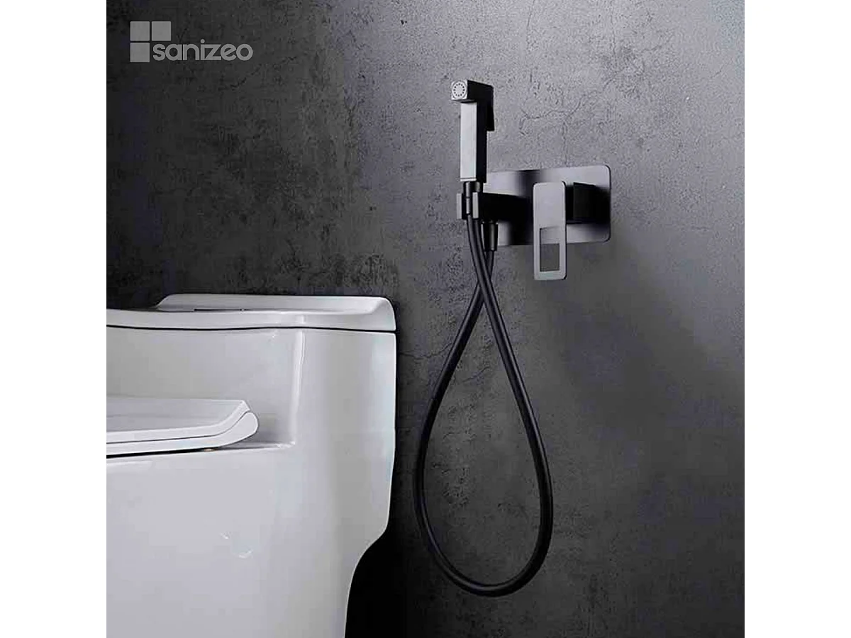 Kit Douchette hygiénique À ENCASTRER,  WC ou Bidet Salle de Bain Noir Mat SUECIA BDC032-5/NG