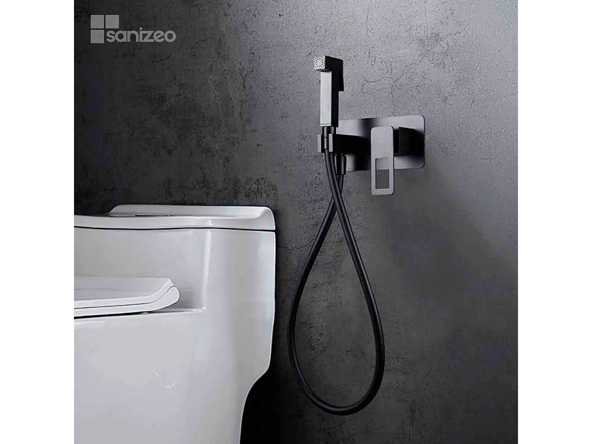 Kit Douchette hygiénique À ENCASTRER,  WC ou Bidet Salle de Bain Noir Mat SUECIA BDC032-5/NG