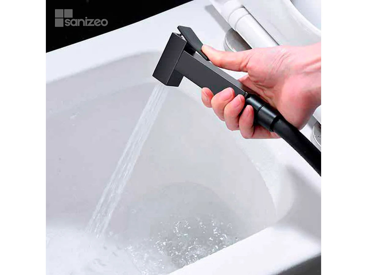 Kit Douchette hygiénique À ENCASTRER,  WC ou Bidet Salle de Bain Noir Mat SUECIA BDC032-5/NG