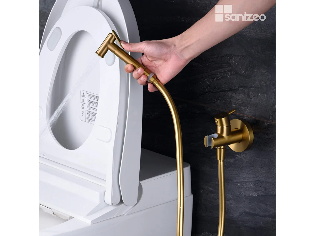 Kit Douchette hygiénique À ENCASTRER,  WC ou Bidet Salle de Bain Or Brossé MUNICH RDM001/OC