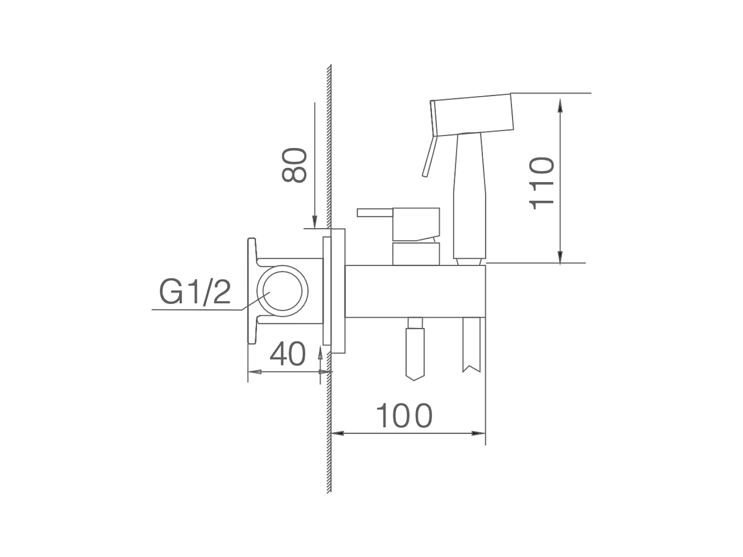 Kit Douchette hygiénique À ENCASTRER,  WC ou Bidet Salle de Bain Or Brossé MUNICH RDM001/OC