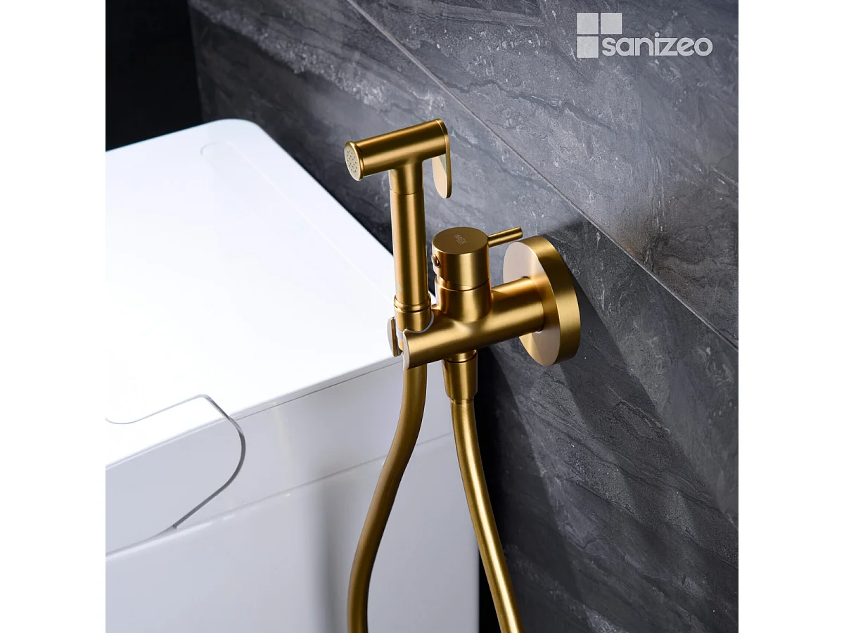 Kit Douchette hygiénique À ENCASTRER,  WC ou Bidet Salle de Bain Or Brossé MUNICH RDM001/OC