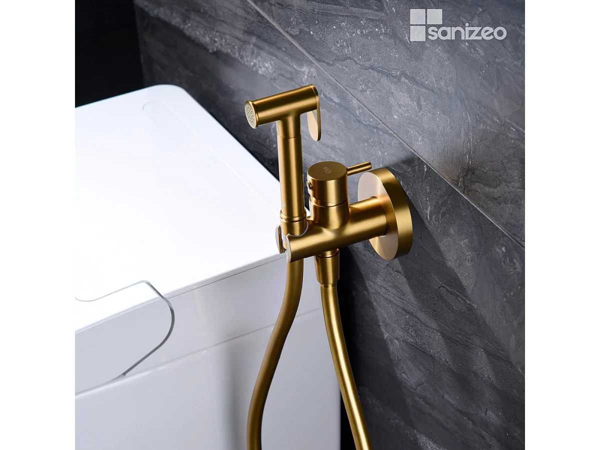 Kit Douchette hygiénique À ENCASTRER,  WC ou Bidet Salle de Bain Or Brossé MUNICH RDM001/OC