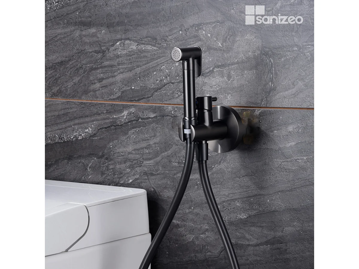 Kit Douchette hygiénique À ENCASTRER,  WC ou Bidet Salle de Bain Black Gun Métal MUNICH RDM001/BGM