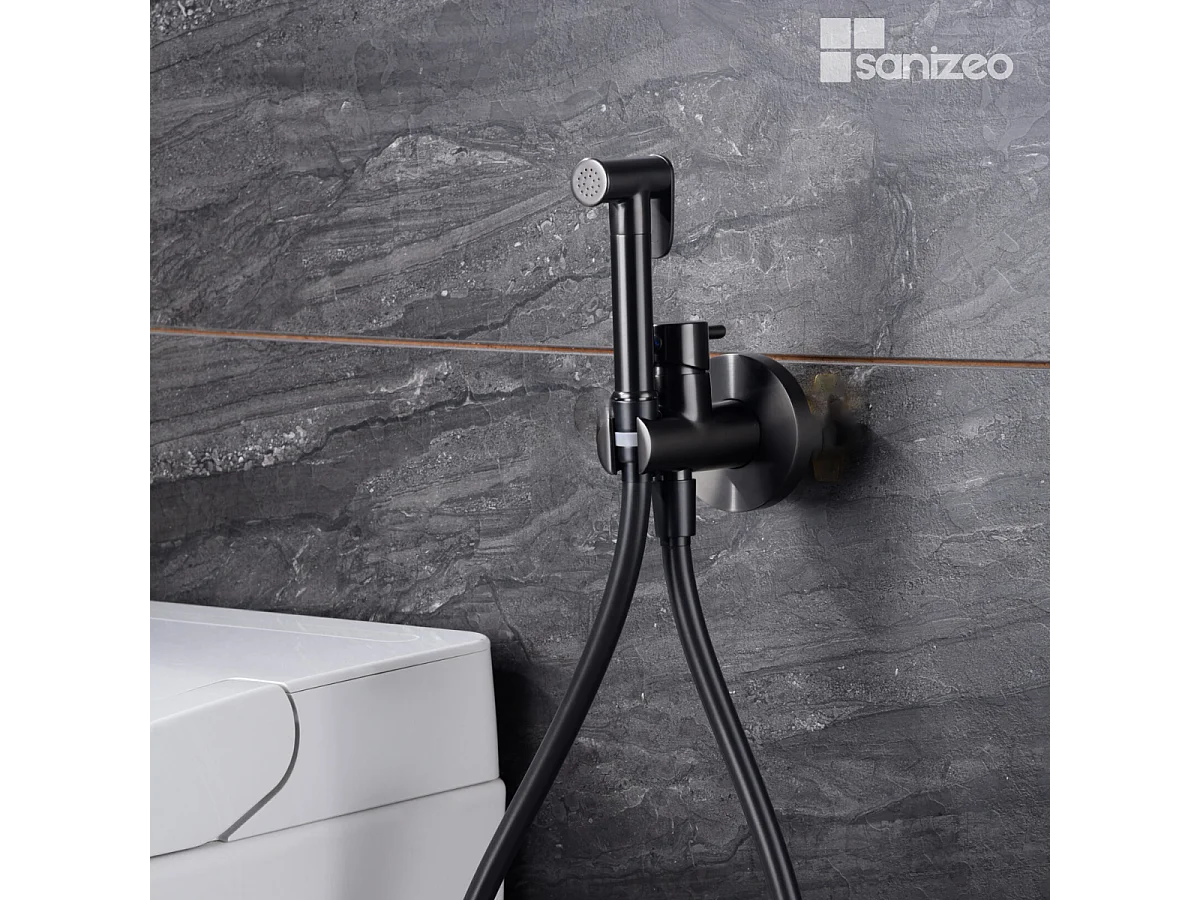 Kit Douchette hygiénique À ENCASTRER,  WC ou Bidet Salle de Bain Black Gun Métal MUNICH RDM001/BGM