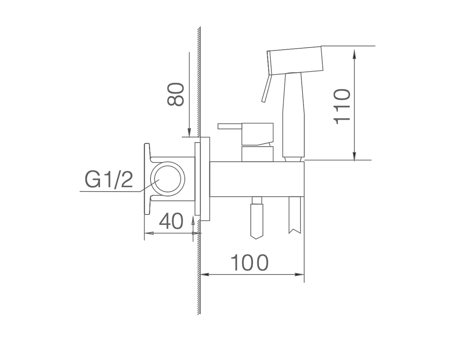 Kit Douchette hygiénique À ENCASTRER,  WC ou Bidet Salle de Bain Black Gun Métal MUNICH RDM001/BGM