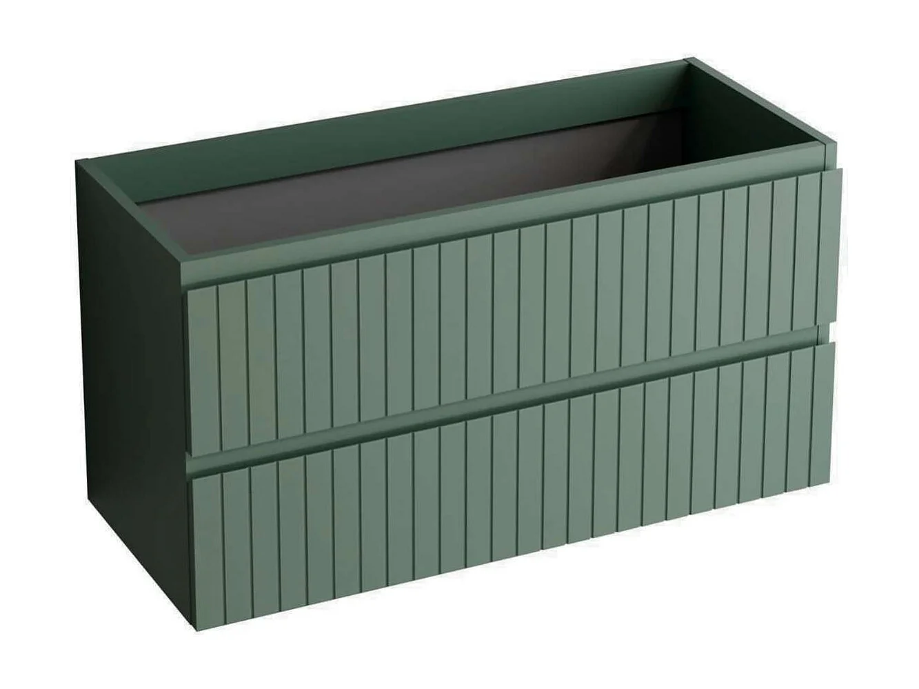 Meuble Salle de Bain GLOW 100cm, Plan Vasque Solid Surface, 2 Tiroirs, Laqué Vert Mint, H 54cm x P 45cm