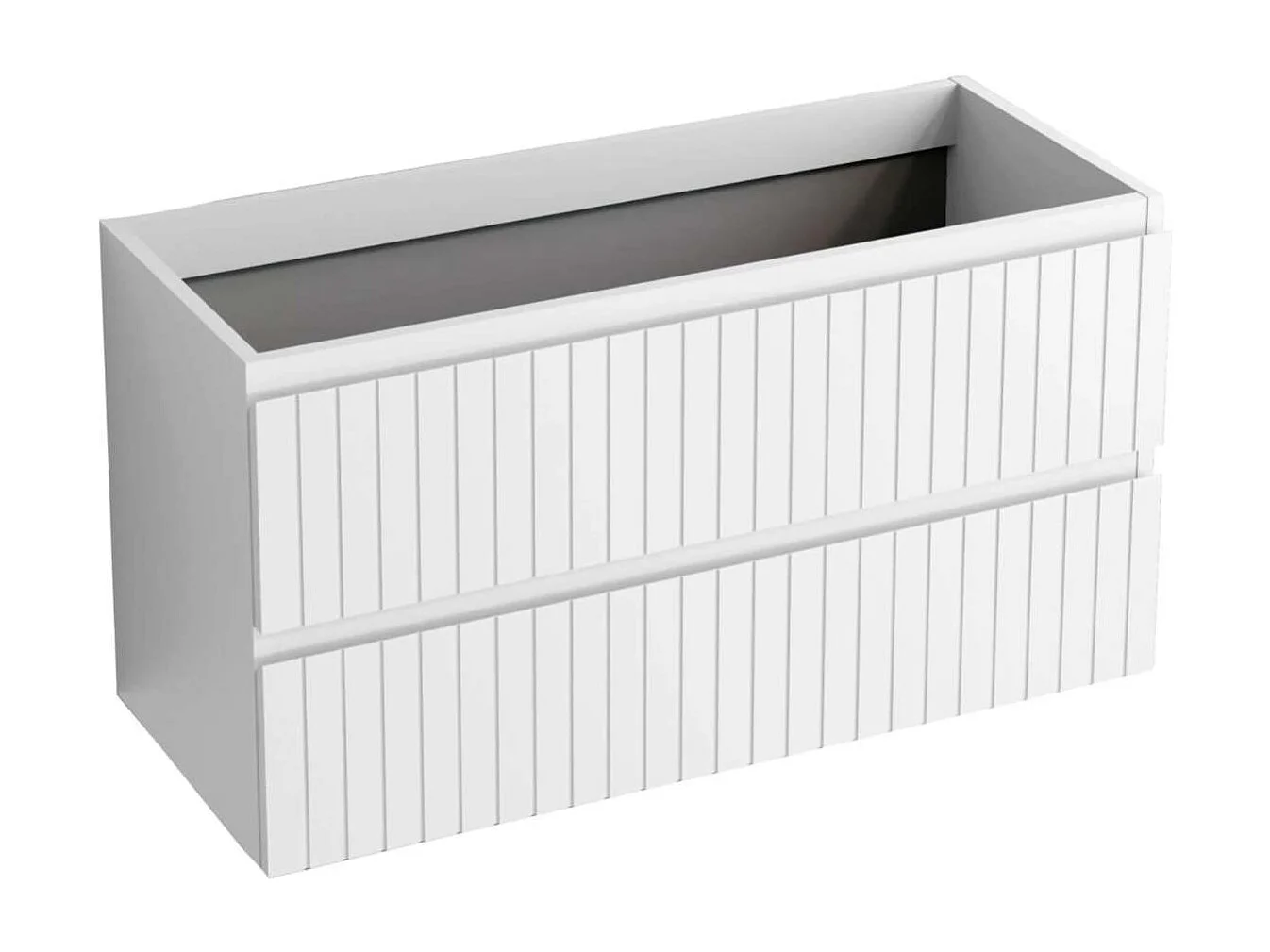 Meuble Salle de Bain GLOW 80cm, Plan Vasque Grès Cérame, 2 Tiroirs, Laqué Blanc Mat, H 54cm x P 45cm