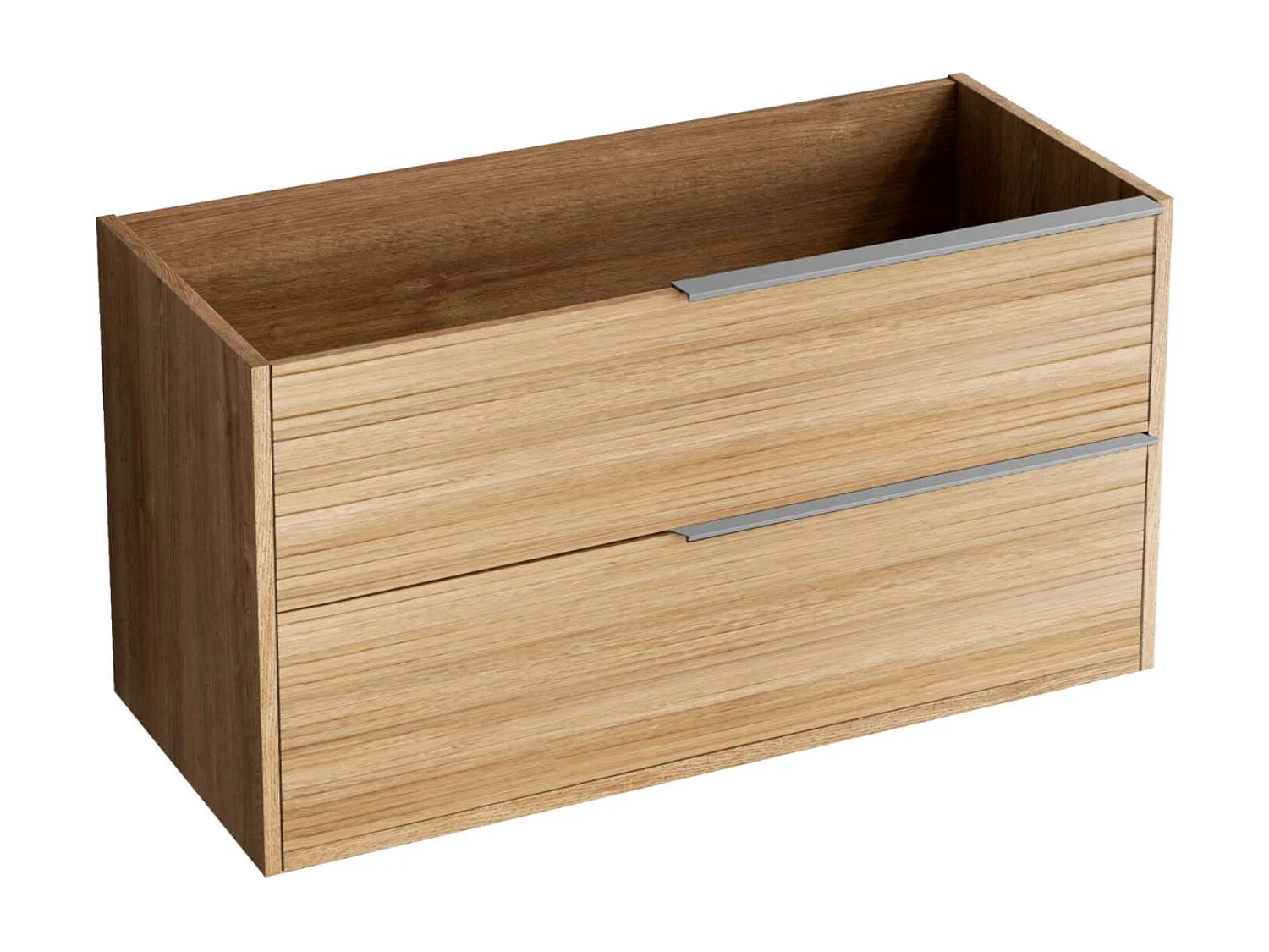 Meuble Salle de Bain BAMBOO 80cm, Plan Vasque Céramique, 2 Tiroirs Poignée Inox Satiné, Finition Chêne Naturel, H 54cm x P 45cm