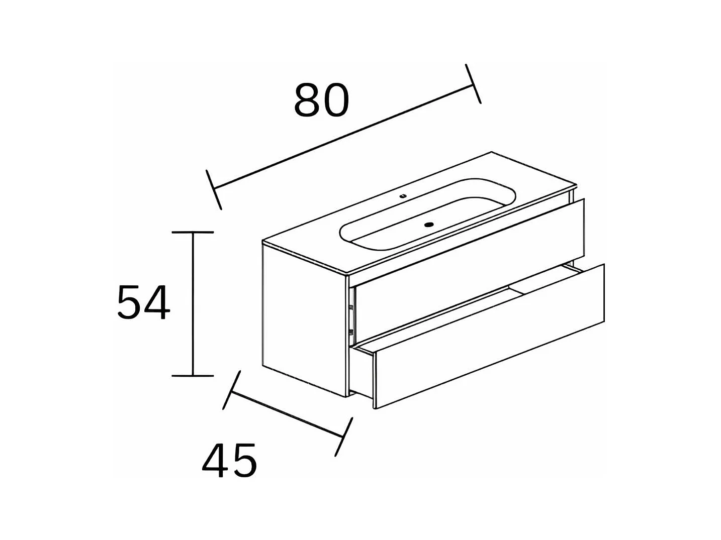 Meuble Salle de Bain GLOW (81 cm x H54 x P45 cm), Plan Vasque Céramique WB, 2 Tiroirs, Laqué Bleu Cobalt Mat
