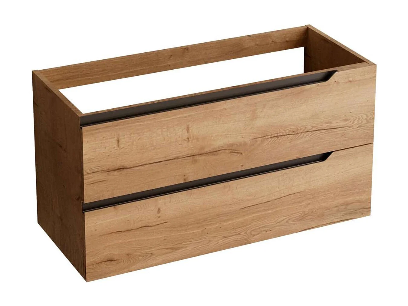 Meuble salle de bain DUO 100cm – Plan vasque céramique, 2 tiroirs, Finition Chêne Clair, H 54cm x P 45cm