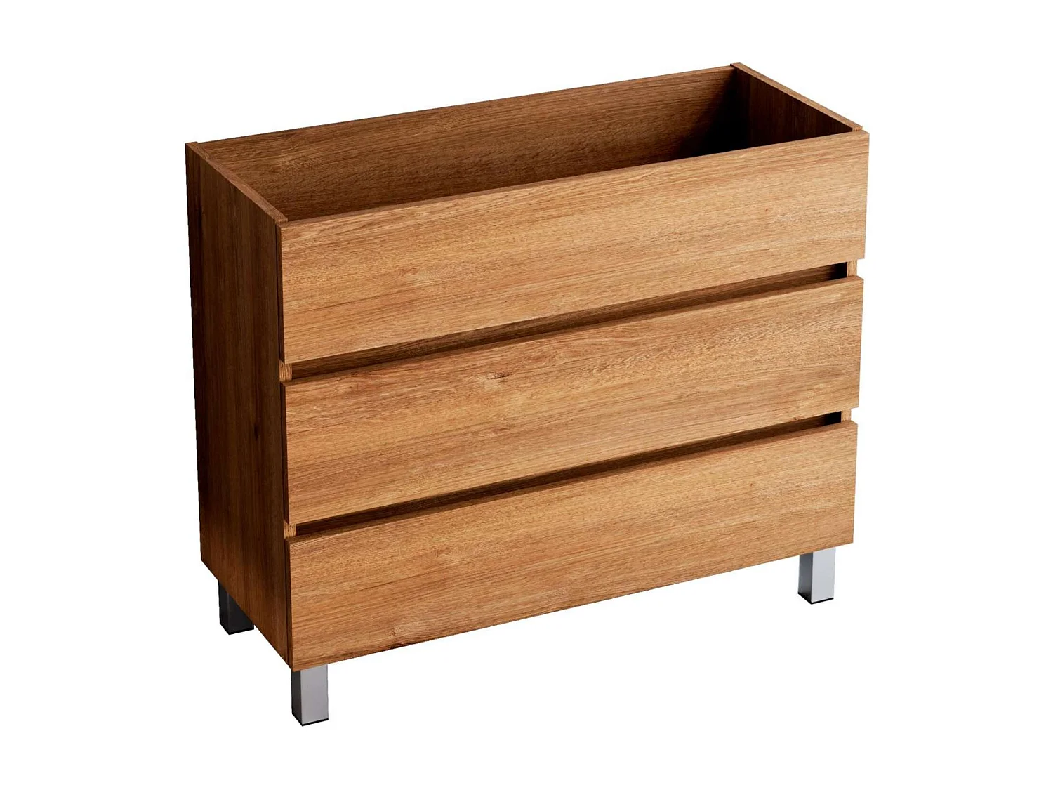 Meuble salle de bain ATRANI 80cm – Plan vasque céramique, 3 tiroirs, finition Finition Chêne Naturel, H 54cm x P 45cm