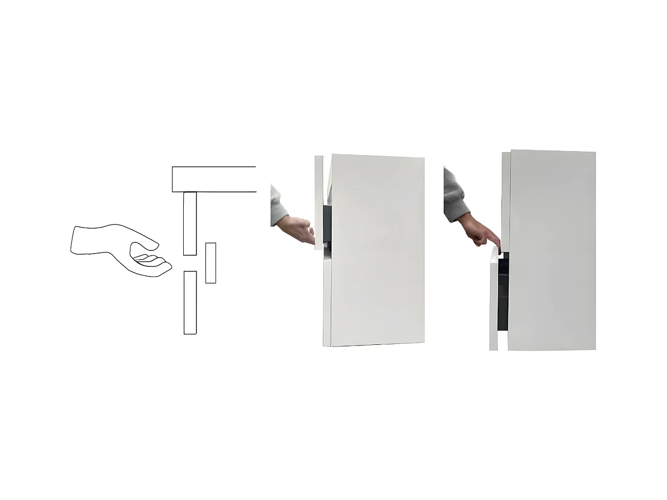 Meuble Salle de Bain ANCONA (101 cm x H54 x P45 cm), Plan Vasque Solide Surface, 2 Tiroirs, Blanc Brillant