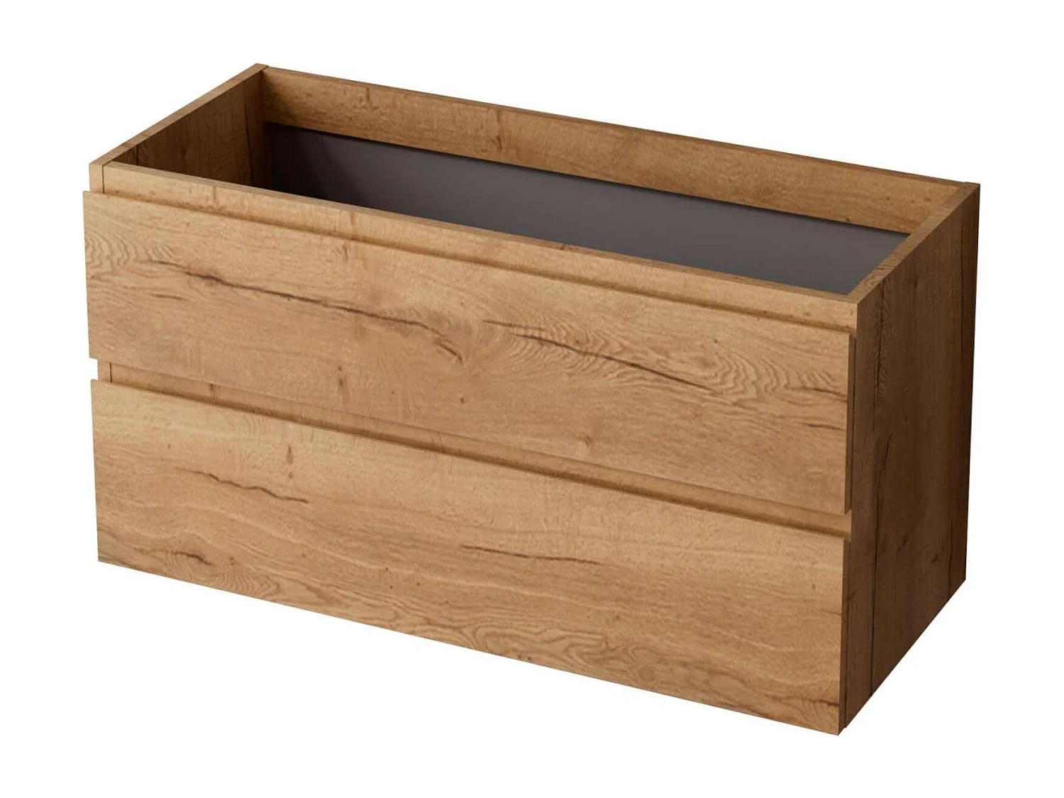 Meuble Salle de Bain STEP 60cm, Plan Vasque Grès Cérame, 2 Tiroirs, Finition Chêne Clair, H 54cm x P 45cm