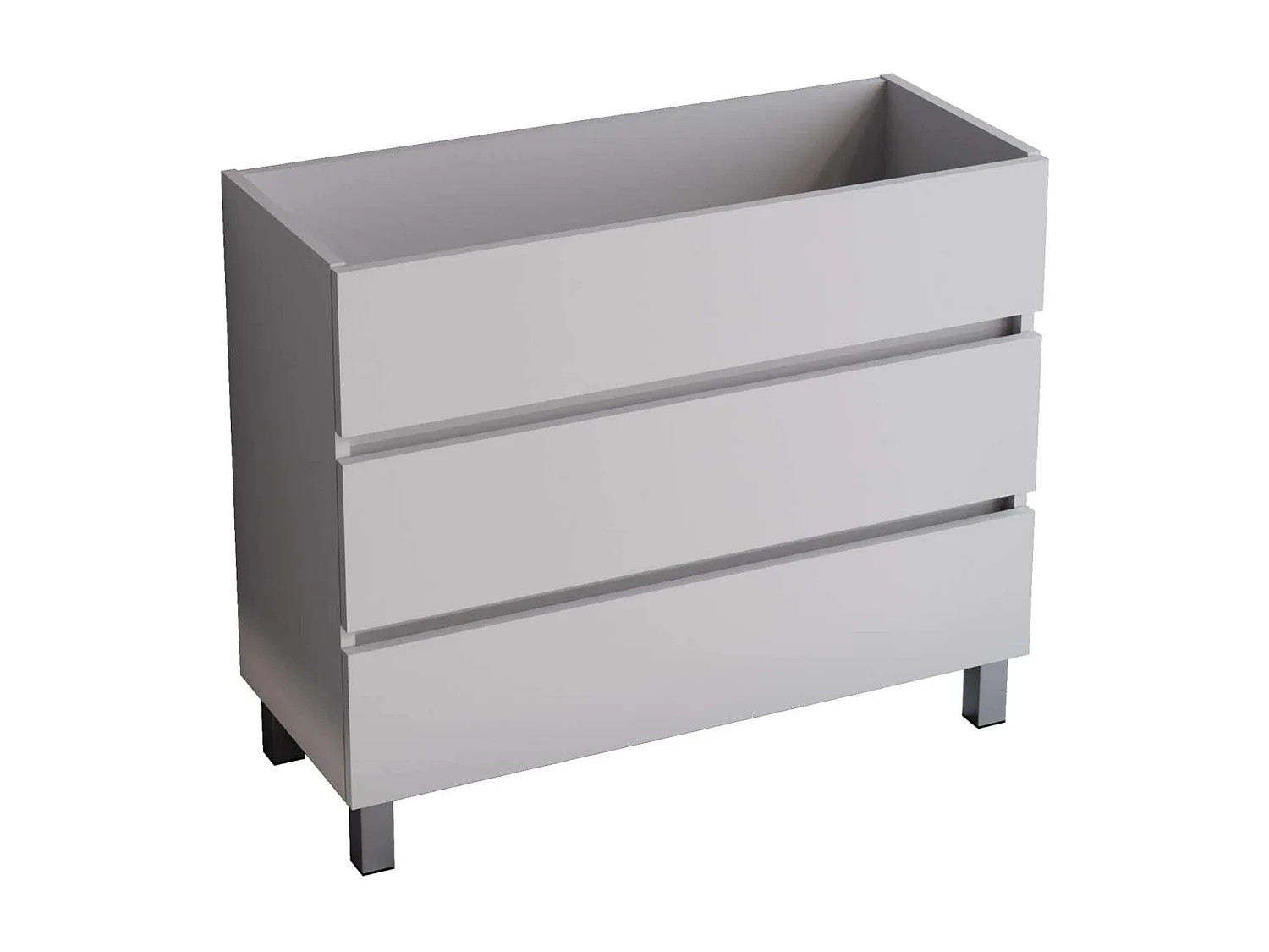 Meuble salle de bain ATRANI 100cm – Plan vasque grès cérame, 3 tiroirs, finition Blanc Brillant, H 90 cm x P 45cm