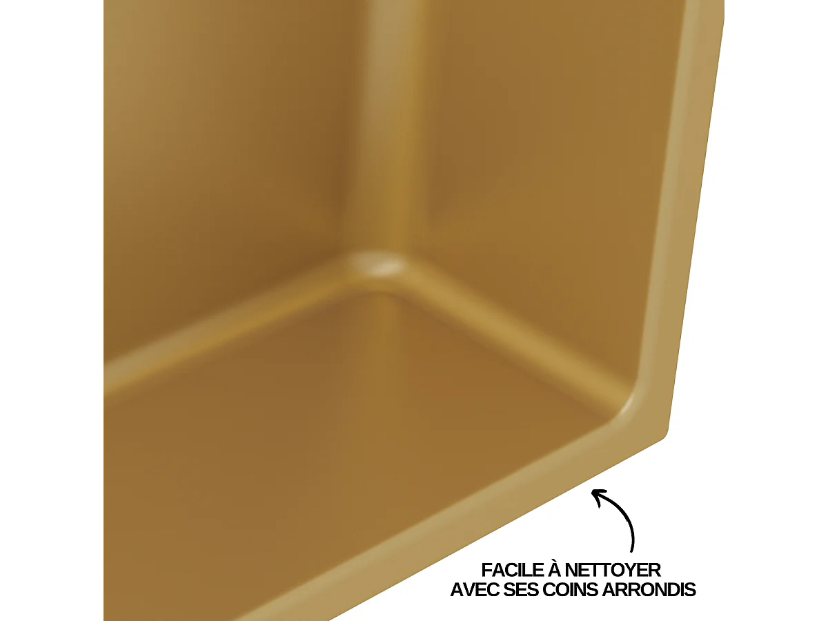 Lot de 2 Niches de Douche, Rangement mural de Salle de Bain et Douche 33x33cm Or Satiné, NOOK by SANIZÉO