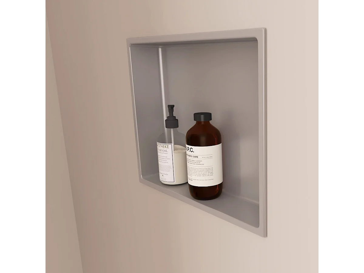 Lot de 2 Niches de Douche, Rangement mural de Salle de Bain et Douche 33x33cm Gris Satiné, NOOK by SANIZÉO