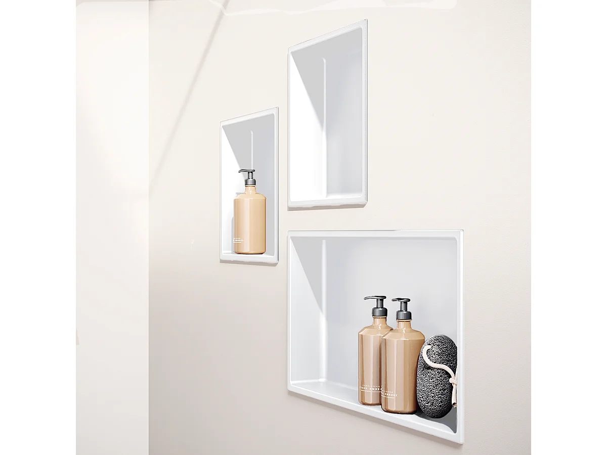 Niche de Douche, Rangement mural de Salle de Bain et Douche 30x30cm Blanc Satiné, NOOK by SANIZÉO