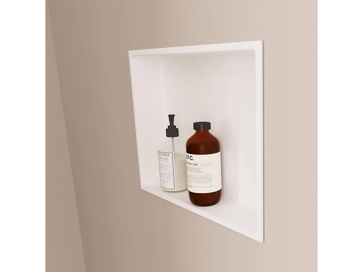 Niche de Douche, Rangement mural de Salle de Bain et Douche 33x33cm Blanc Satiné, NOOK by SANIZÉO