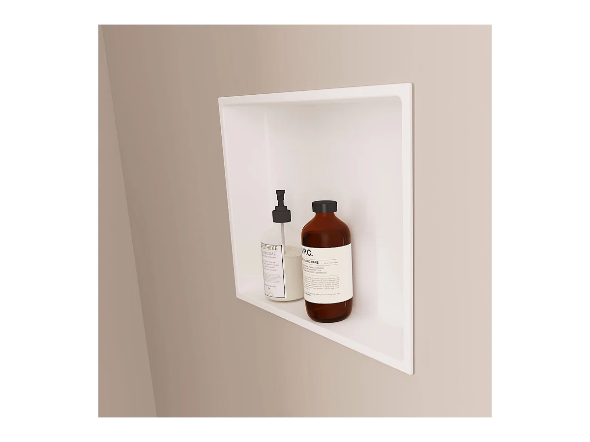 Lot de 2 Niches de Douche, Rangement mural de Salle de Bain et Douche 30x30cm Blanc Satiné, NOOK by SANIZÉO