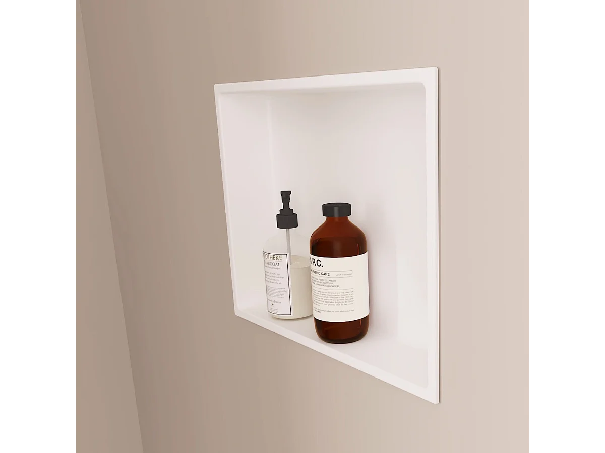 Lot de 2 Niches de Douche, Rangement mural de Salle de Bain et Douche 30x30cm Blanc Satiné, NOOK by SANIZÉO