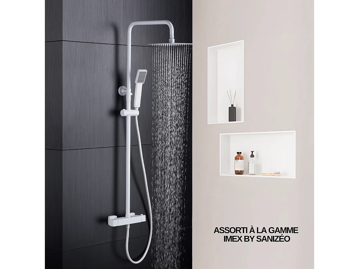 Lot de 2 Niches de Douche, Rangement mural de Salle de Bain et Douche 33x33cm Blanc Satiné, NOOK by SANIZÉO