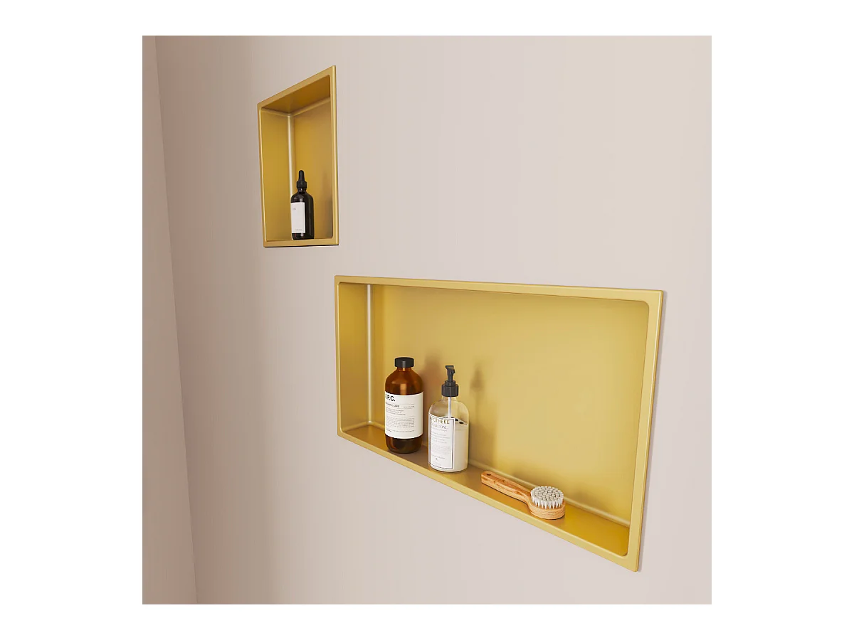 Niche de Douche, Rangement mural de Salle de Bain et Douche 30x30cm Or Satiné, NOOK by SANIZÉO
