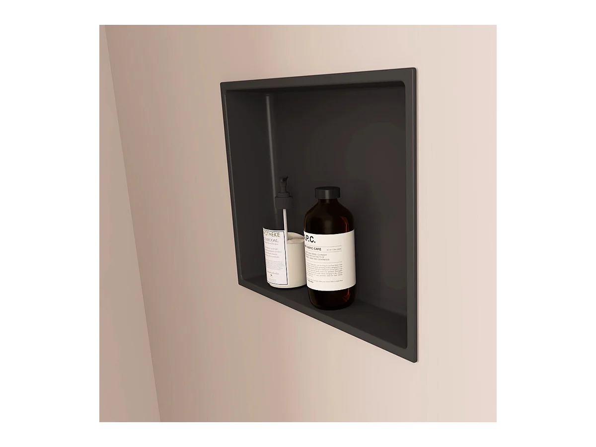 Niche de Douche, Rangement mural de Salle de Bain et Douche 30x30cm Noir Satiné, NOOK by SANIZÉO