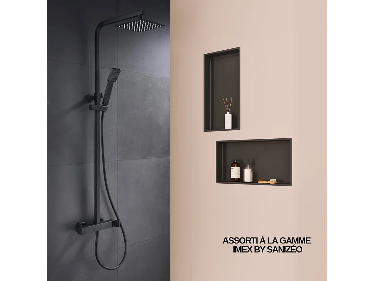 Niche de Douche, Rangement mural de Salle de Bain et Douche 30x30cm Noir Satiné, NOOK by SANIZÉO