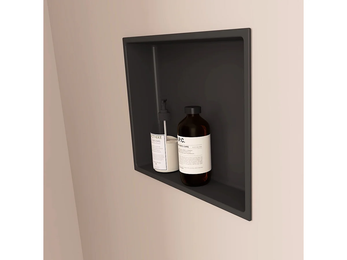 Niche de Douche, Rangement mural de Salle de Bain et Douche 33x33cm Noir Satiné, NOOK by SANIZÉO