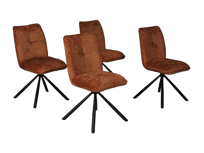 Lot de 4 chaises pivotantes de salle à manger CORTINA/ Brun brique