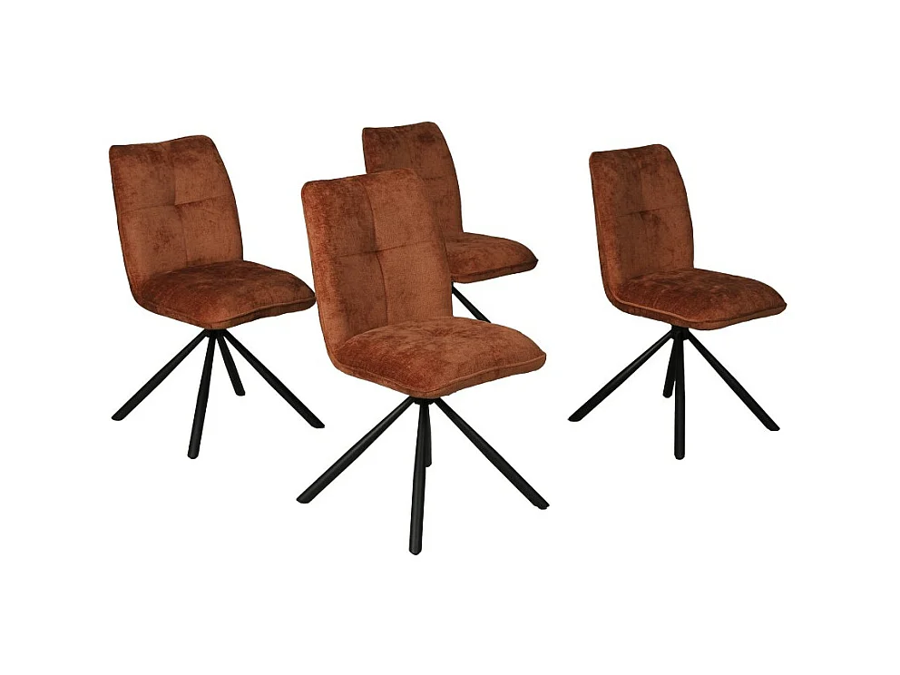 Lot de 4 chaises pivotantes de salle à manger CORTINA/ Brun brique